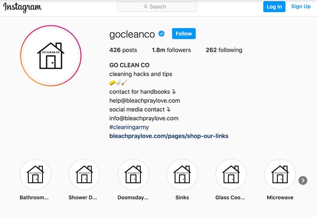 Go Clean Co Instagram profile